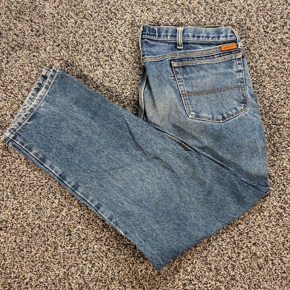 Wrangler Riggs Workwear FR Flame Resistant Jeans Men 38x31 Blue Denim Distressed